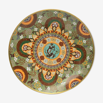Cloisonné enamel dish decorated with a dragon