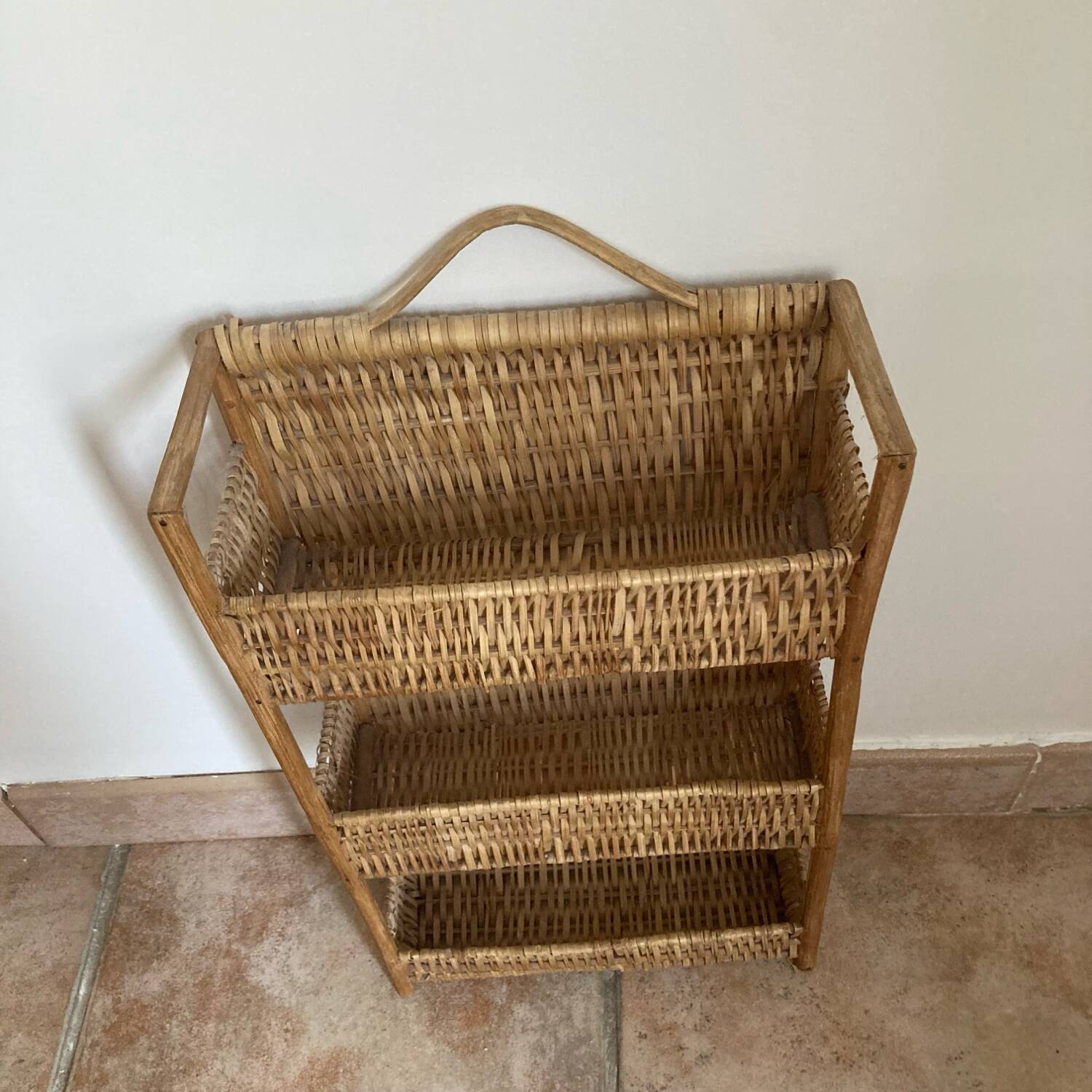 Vintage wicker wall shelf