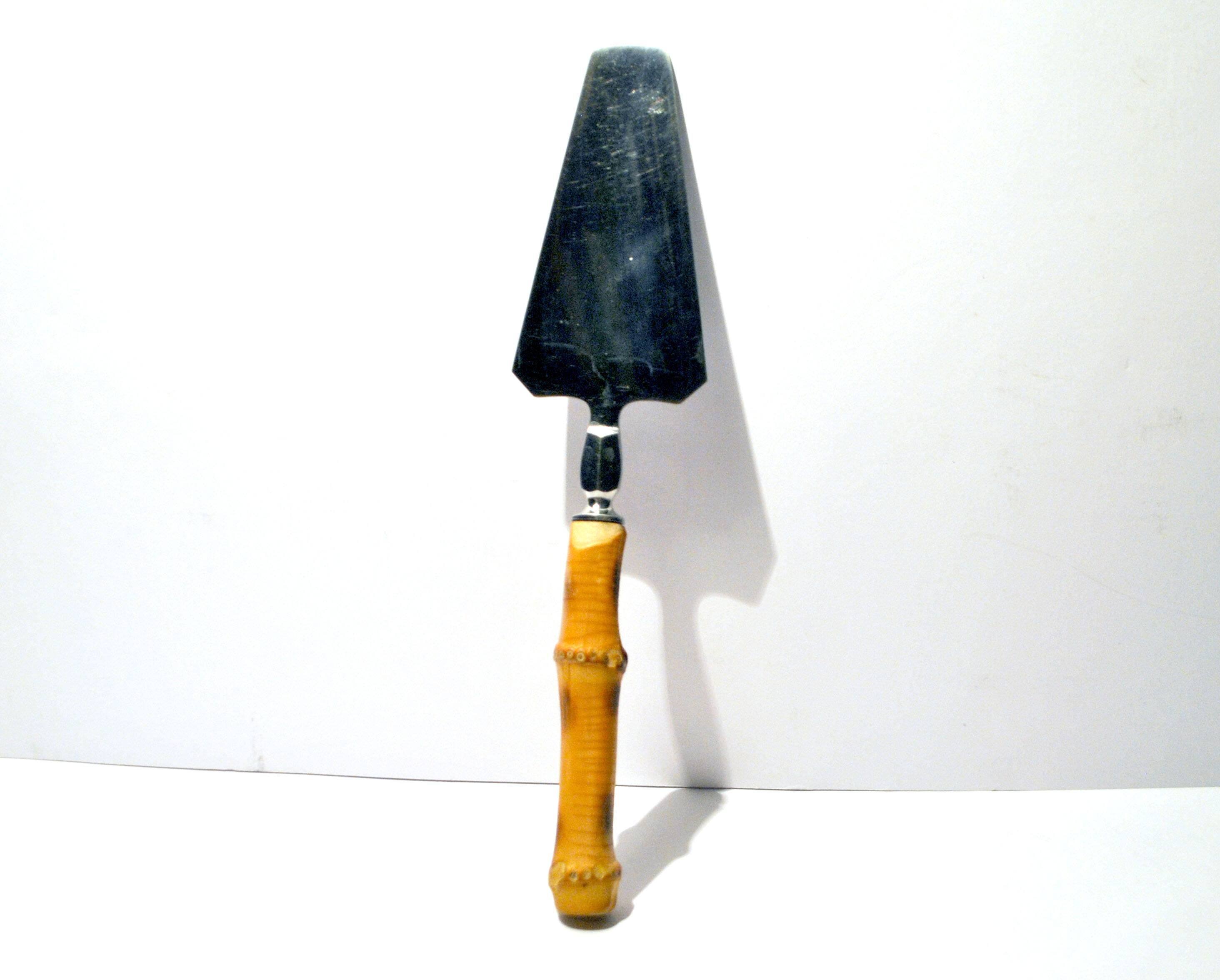 Vintage bamboo and stainless steel pie shovel Ethnic decoration