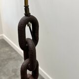 Brutalist cast iron & marine chain links floor lamp, France 1960s.