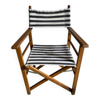 Cinema folding chair in wood and fabric from the 80s