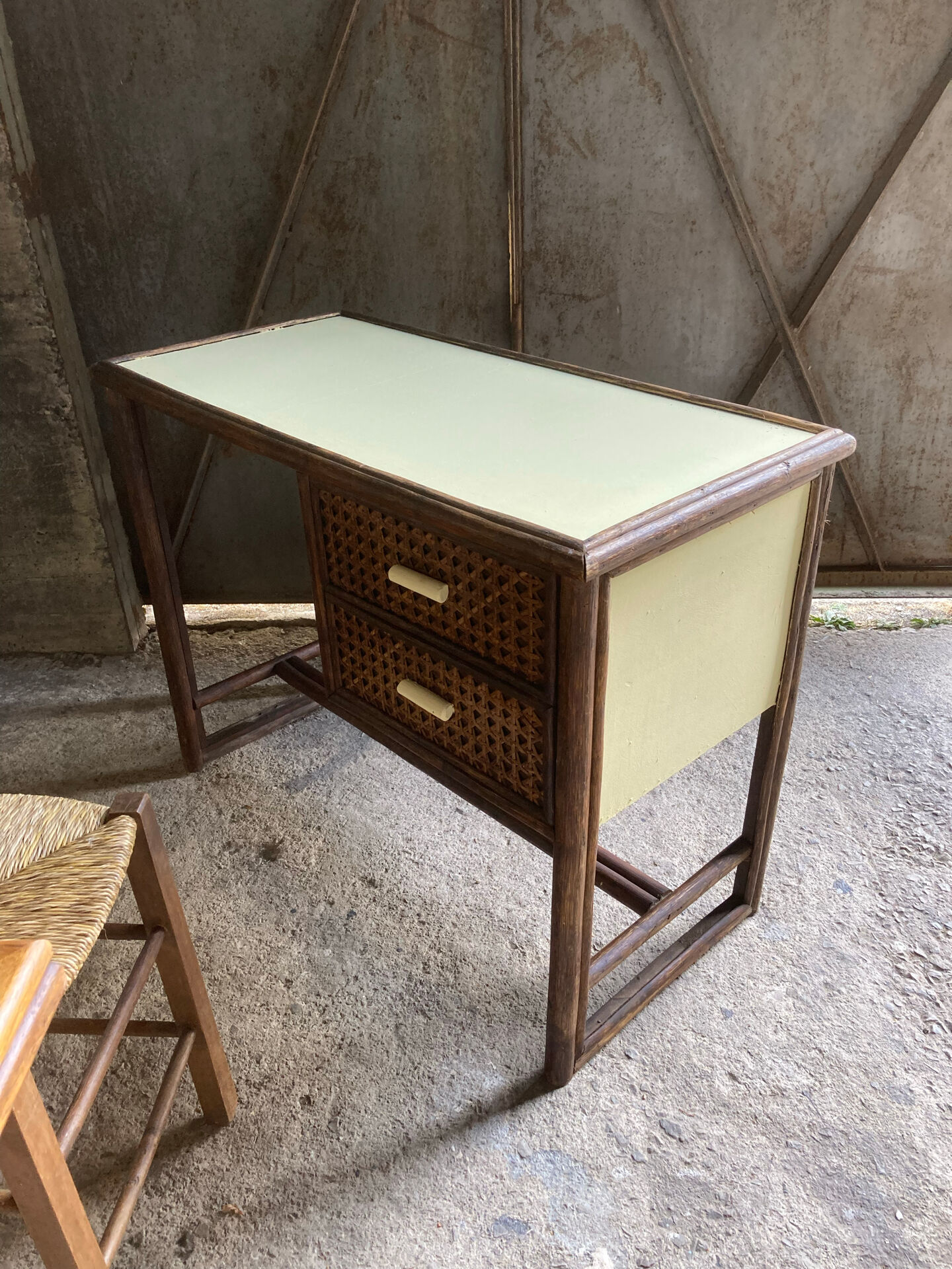 Parisian desk wicker wood bamboo