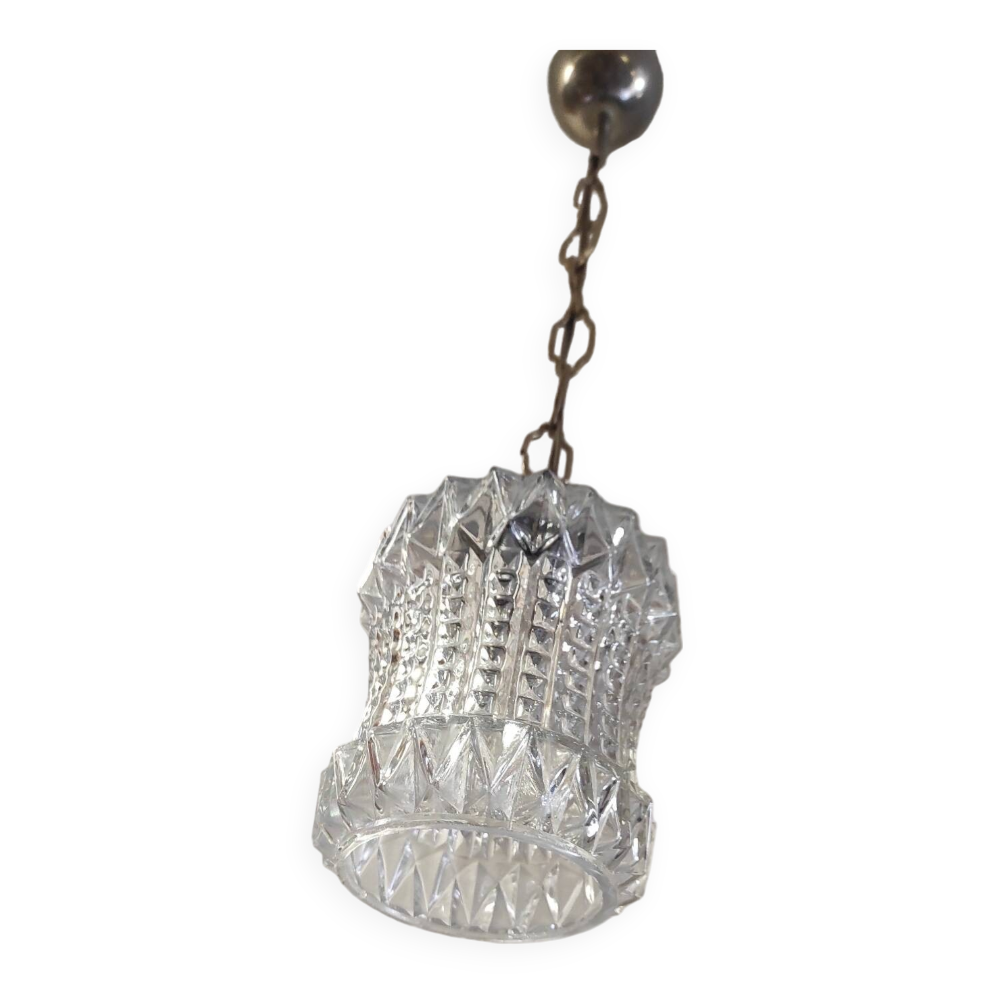 Suspension baladeuse en verre et métal doré - années 60/70