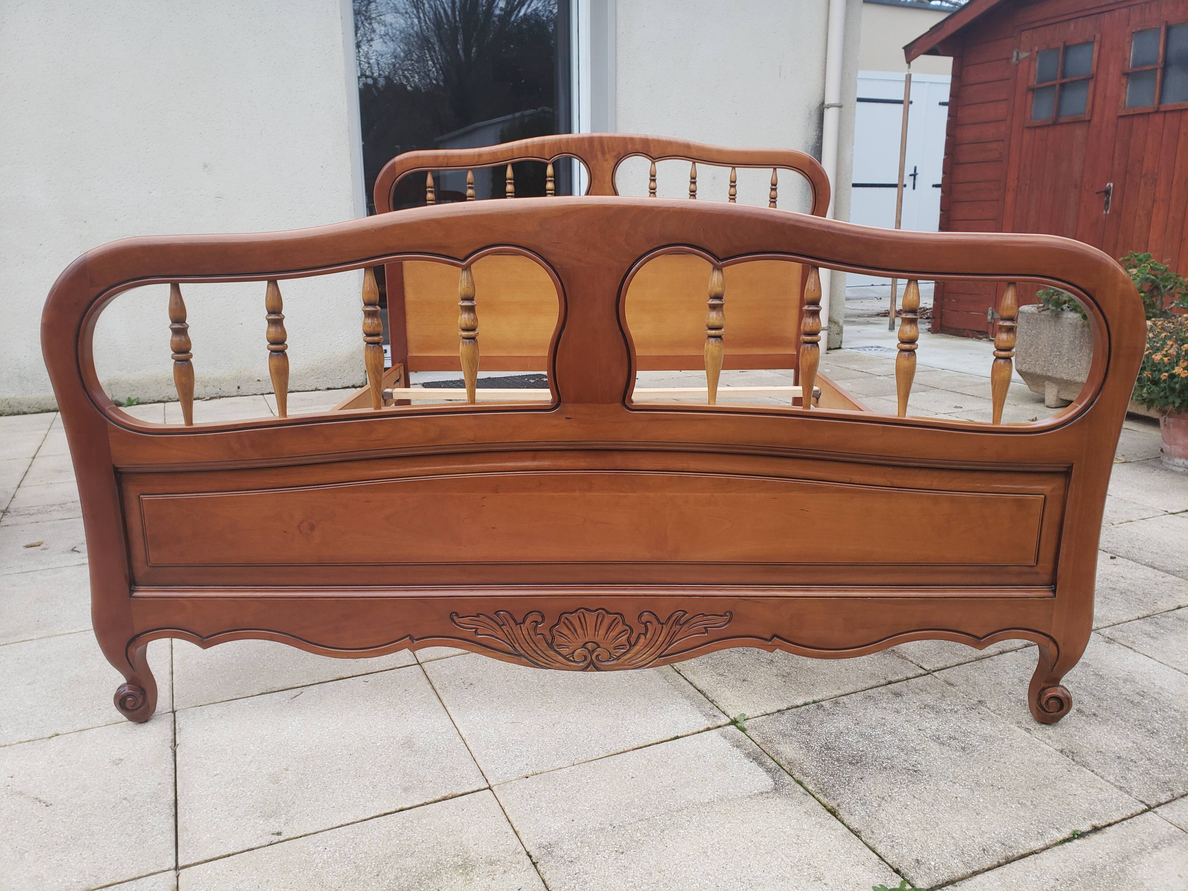 Louis XV style bed in cherry wood