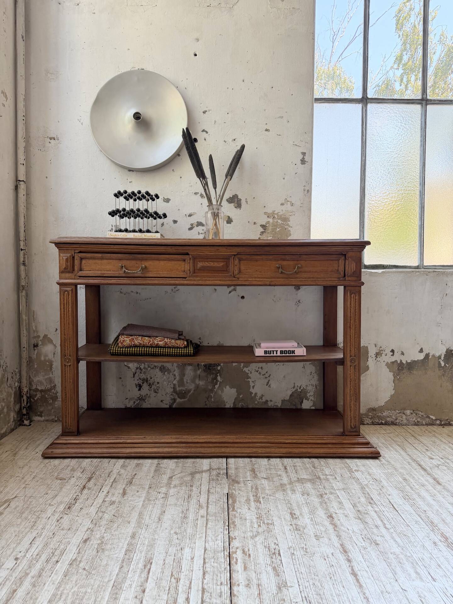 19th-century oak console table