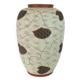 Années 1950 eiwa keramik milieu du siècle vase de sol 'hawaii' décor sgraffito fait à la main