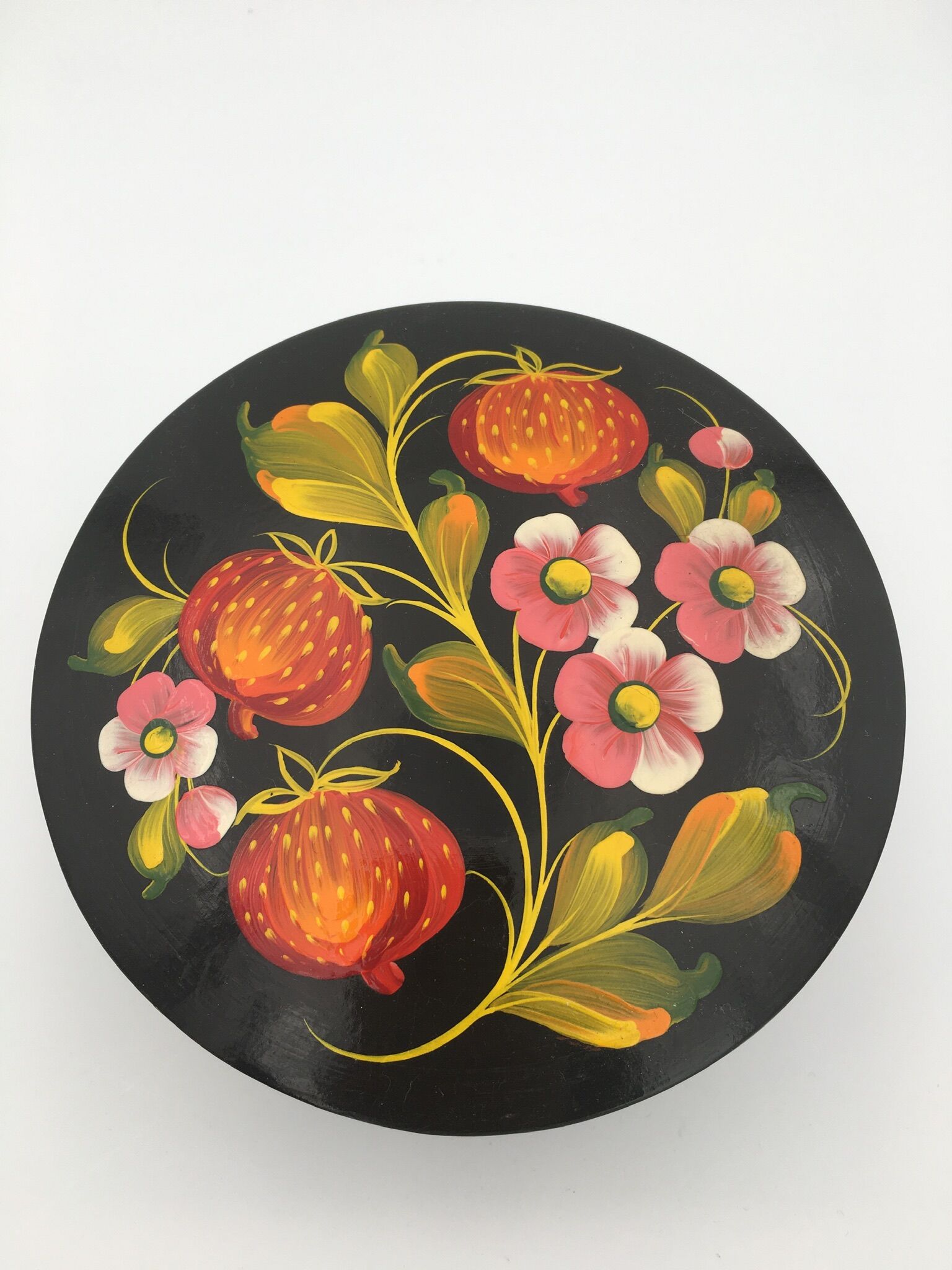 Khokhloma box in lashed wood, hand-painted - Russian crafts - 1960s