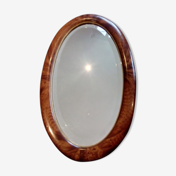 Miroir ovale biseauté des années art déco 41x69cm