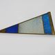 Pair of oriental triangle wall lights in copper and transparent and blue glass. 1970s