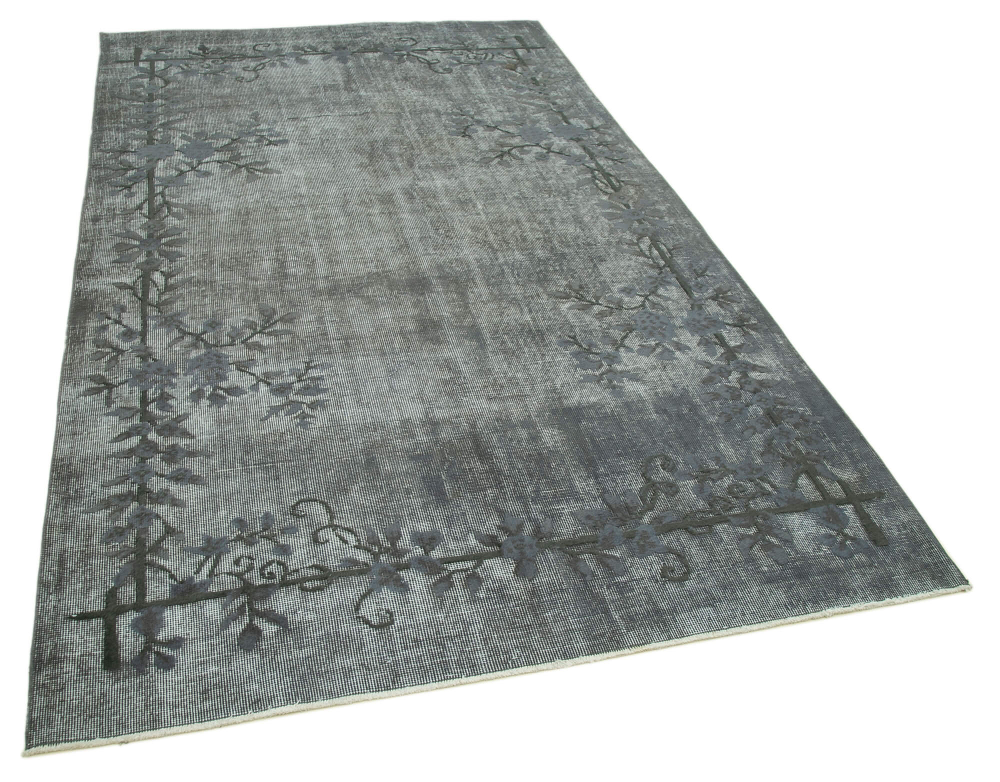 Tapis rustique anatolien des années 1980 158 cm x 270 cm tapis gris fait à la main