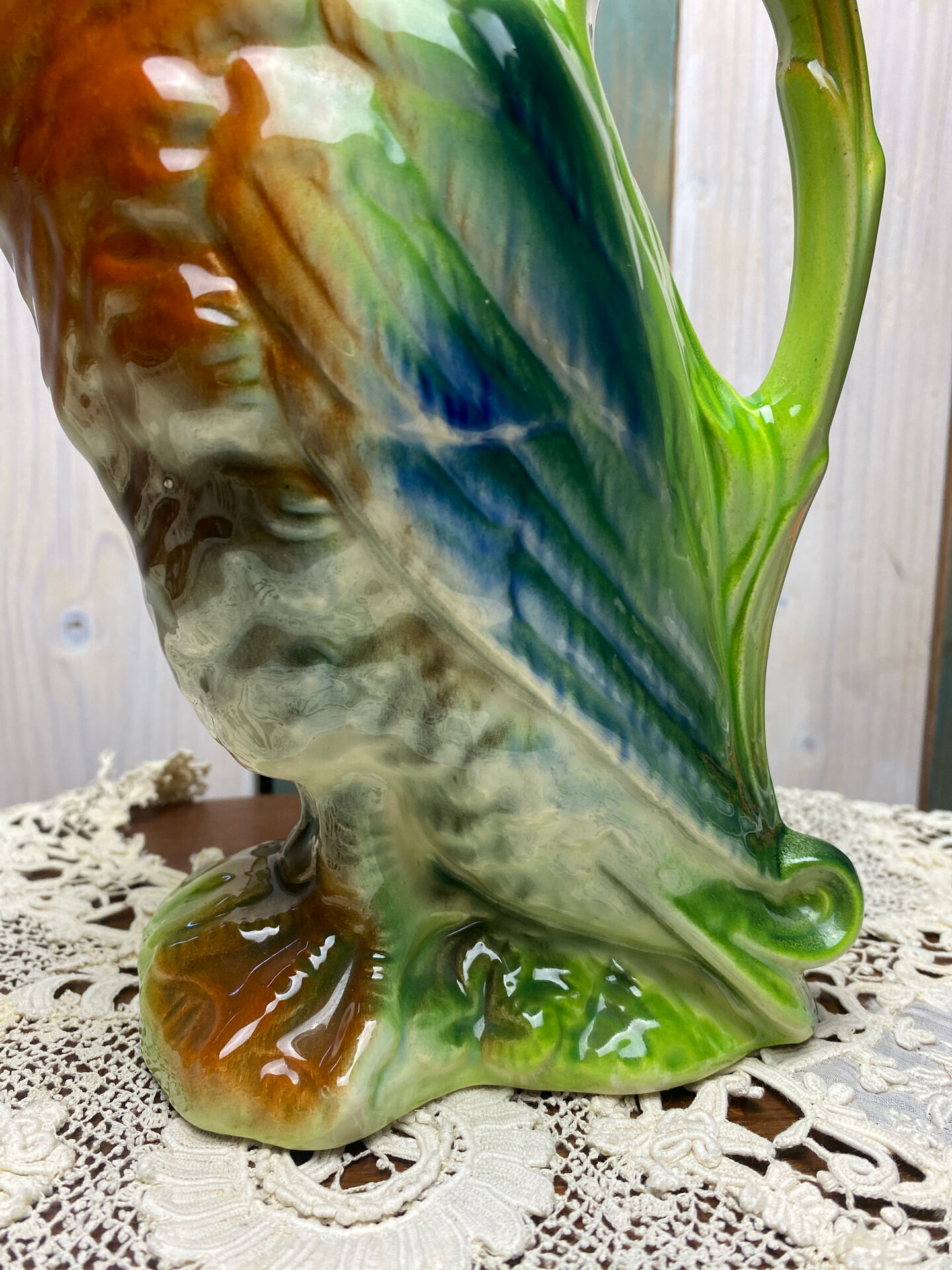 Saint Clément barbotine green duck jug