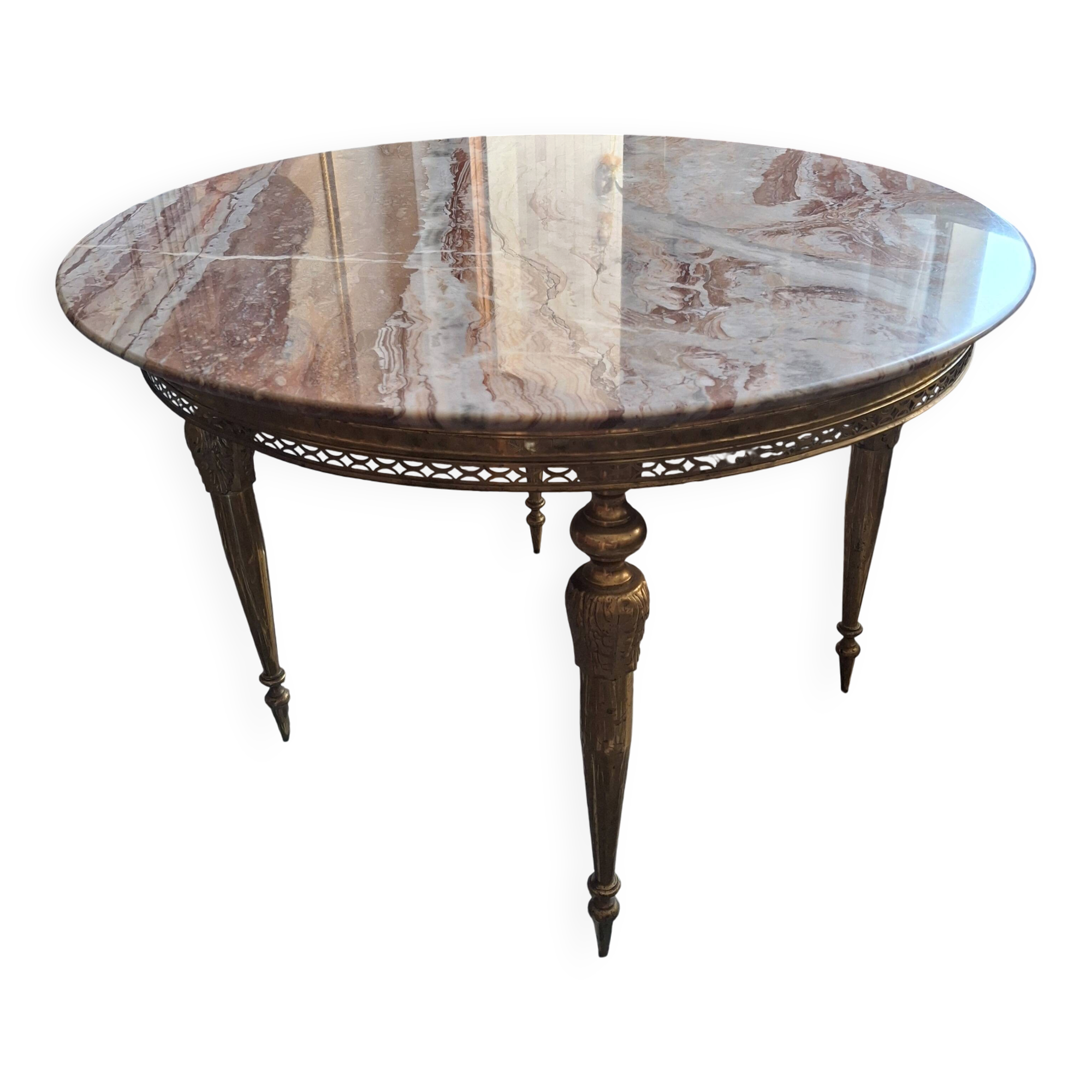 Table d’appoint italienne en marbre rose, années 60