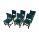 Set of 6 blue velvet chairs in Louis XIII 19th century style