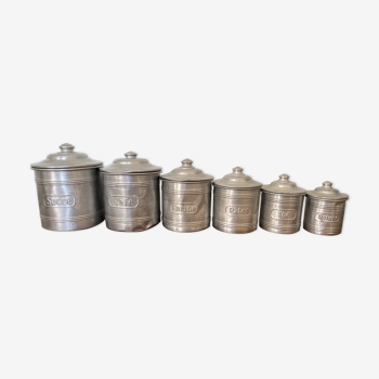 Set of 6 aluminum grocery jars