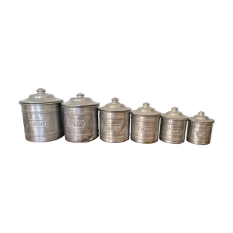 Set of 6 aluminum grocery jars