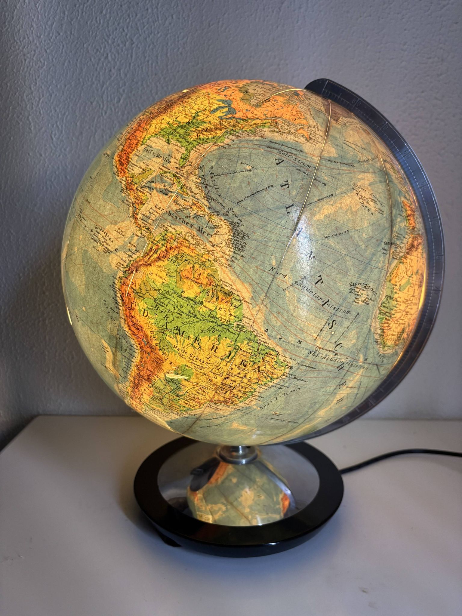 Globe vintage 1940 terrestre verre Duo Erdglobus Berlin - 42 cm
