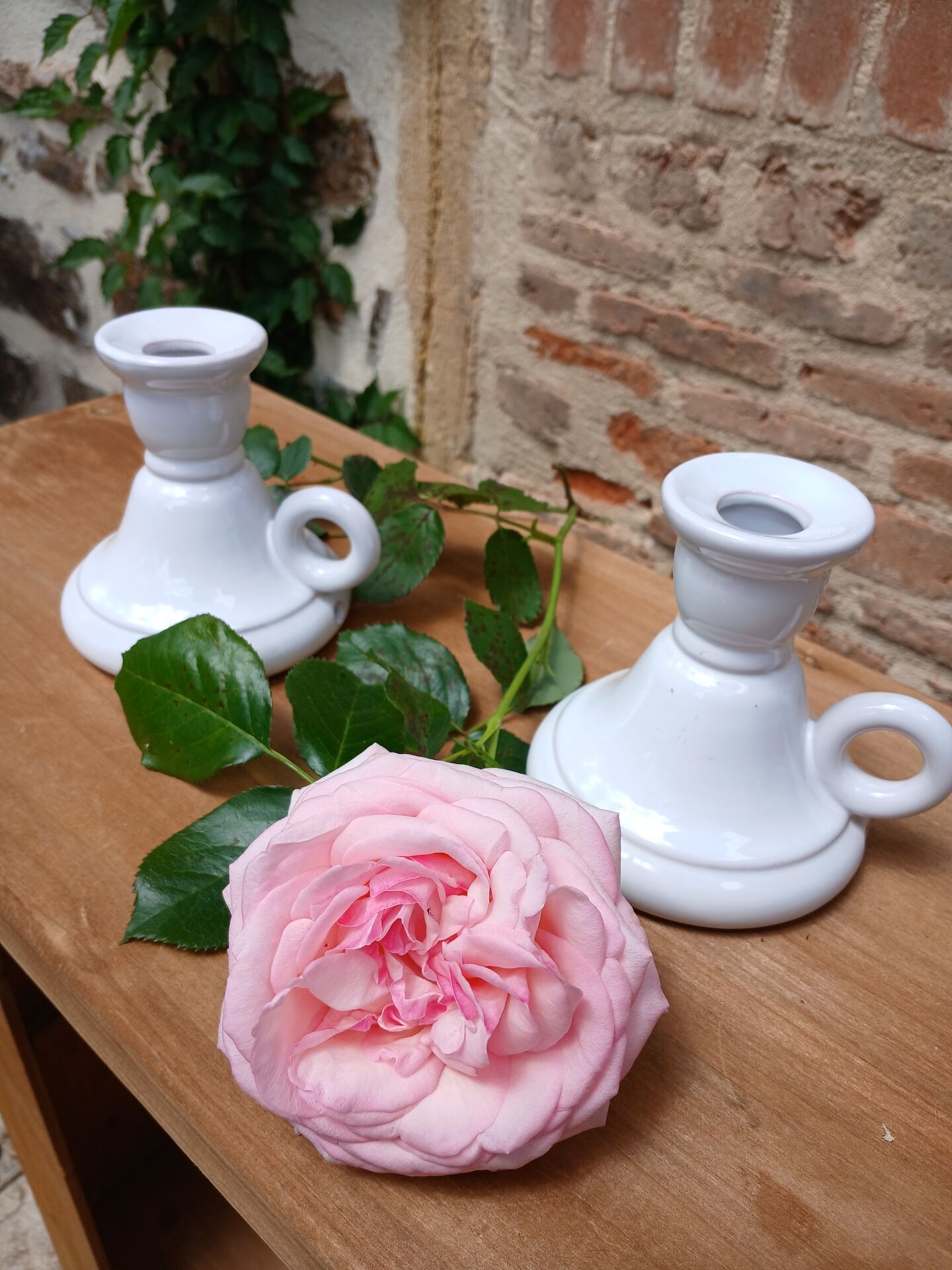 2 handmade ceramic candle holders