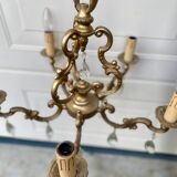 Louis XV style 5-branch brass and tassel chandelier