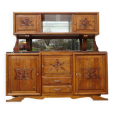 Grand buffet 2 corps en noyer et marbre