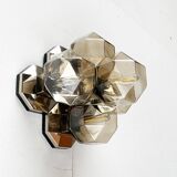 Vintage German wall or ceiling lamp from the space age in chrome and glass by Motoko Ishii for Staff, 1970s.