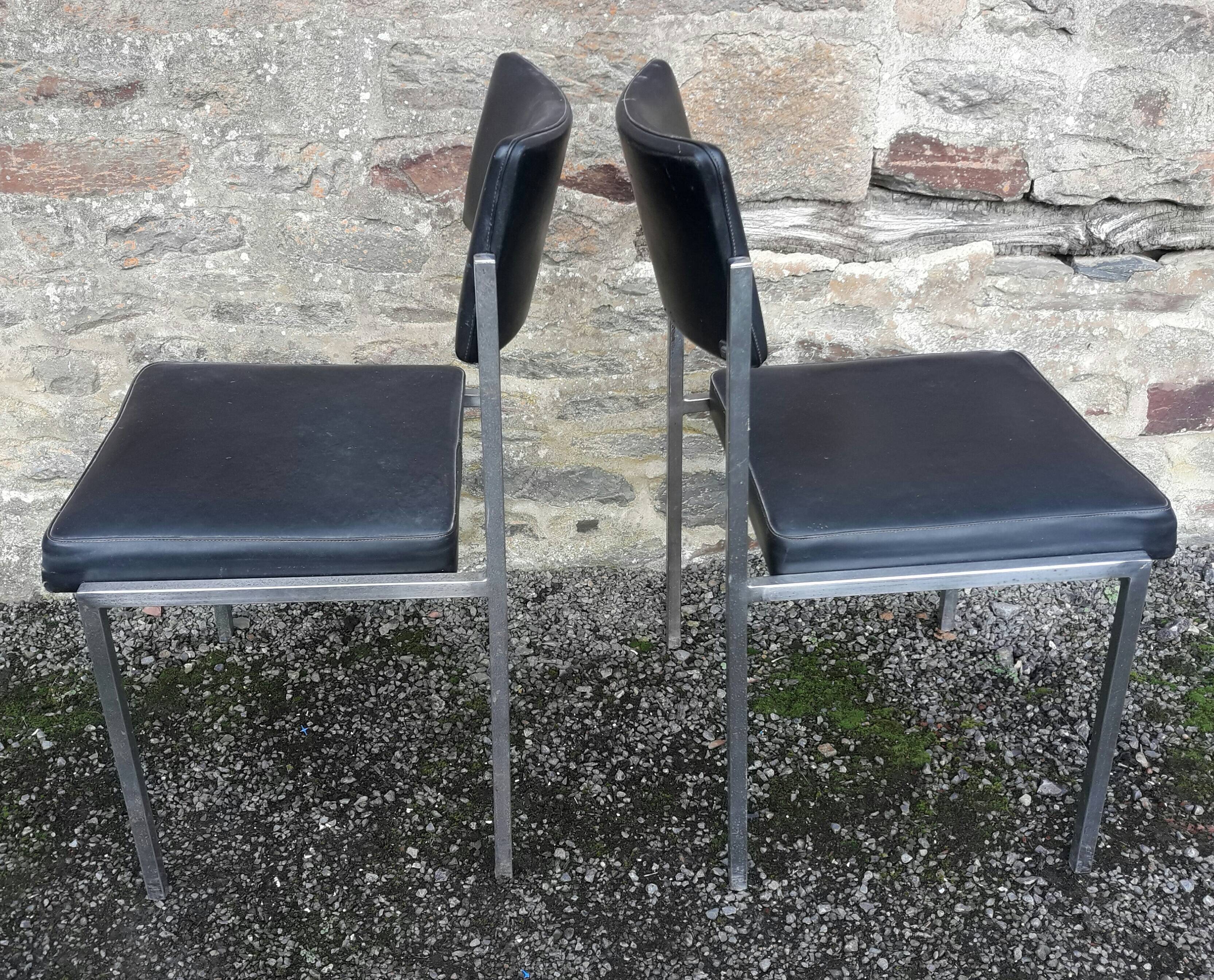 Pair of OEM Strafor 1960 leatherette chrome metal chairs
