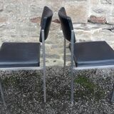 Paire de chaises OEM Strafor 1960 skaï métal chromé