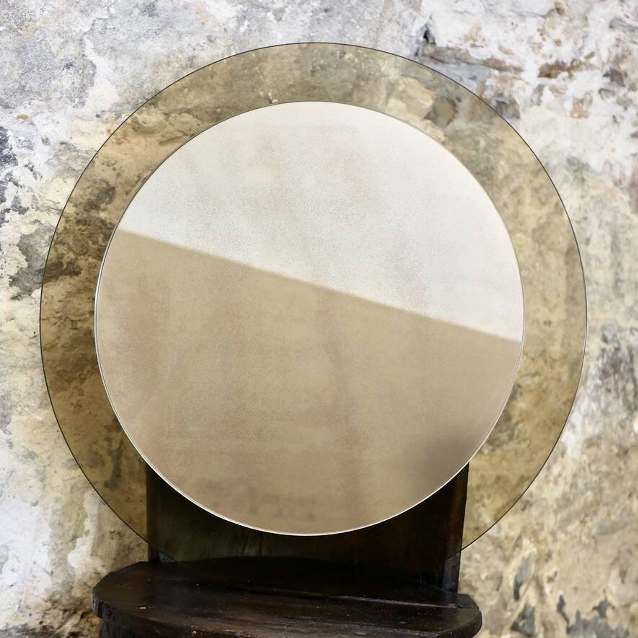 Large round double-layer mirror by Veca, Italy, 1970s