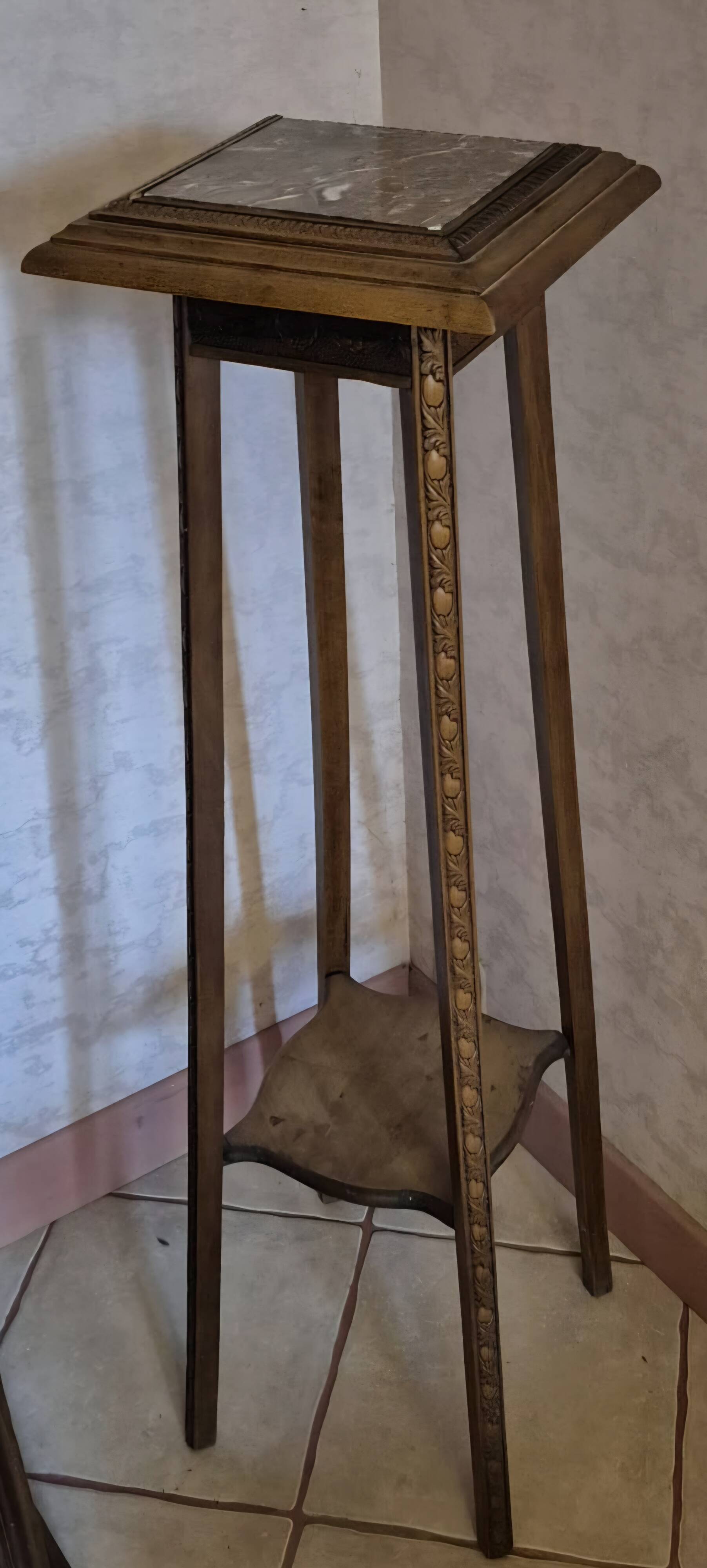 Antique wooden and marble console table