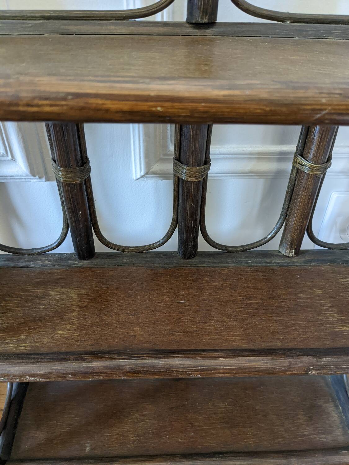 Pair of rattan shelves