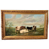 Painting by Henry Schouten cows in the pasture