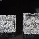 Pair of ashtrays, cut crystal glass, bohemia in the 1960's