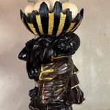 Pair of Moorish vasque holders, lacquered and gilded Venetian sculptures, circa 1880.