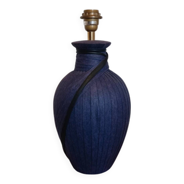 Pied de lampe vintage signé Emilio Robba – tissu bleu/mauve