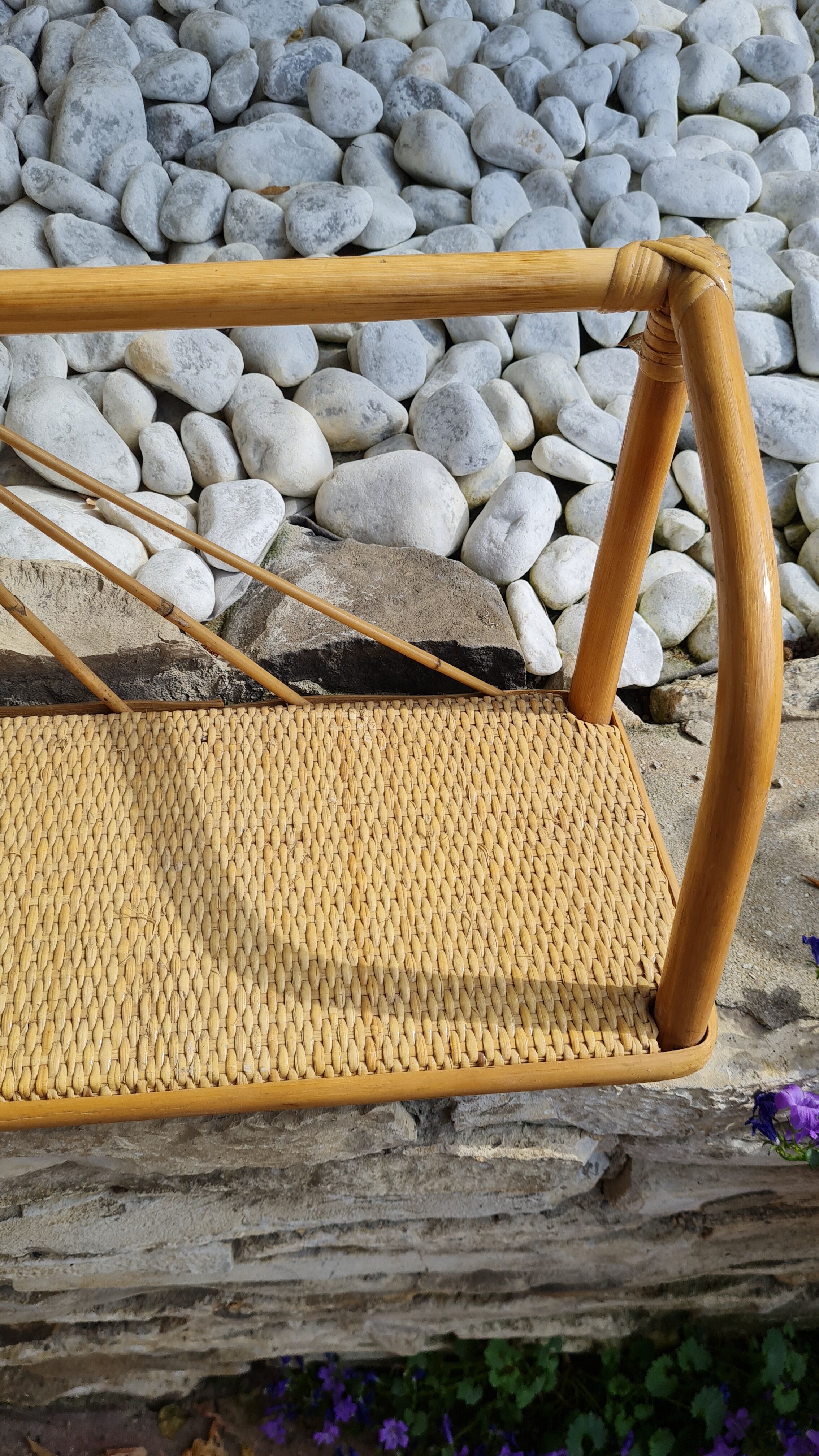 Bamboo and rattan wall shelf