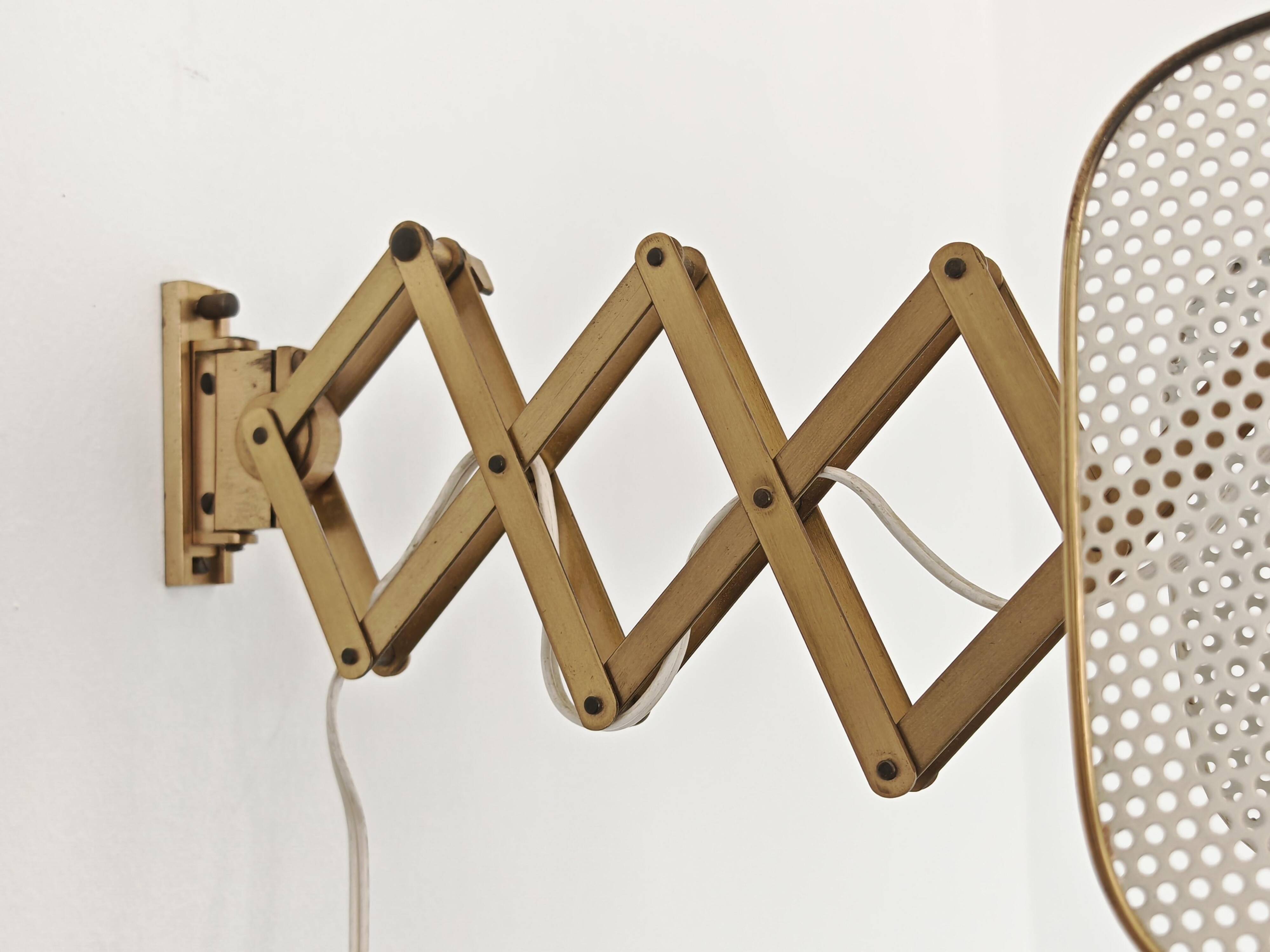Pair of adjustable scissor wall lamps Mid Century Modern by Alfred Müller for AMBA