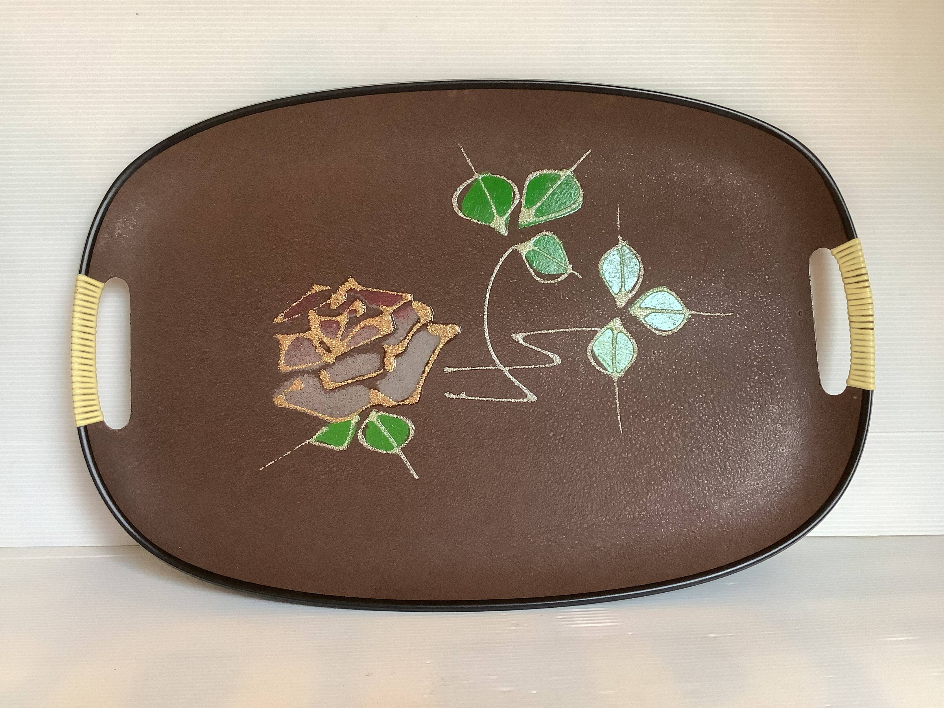 Glittery flower tray with handles scoubidou japan
