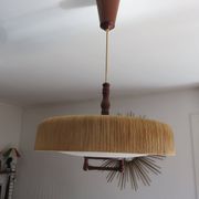 Suspension Temde en sisal et teck vers 1960