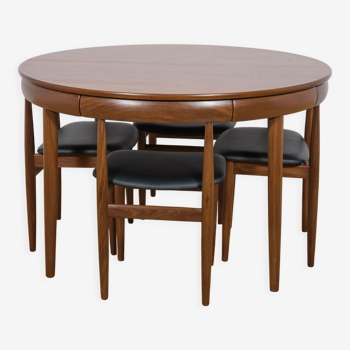 Mid-century teak dining table & chairs by hans olsen for frem røjle, 1960s, set of 5