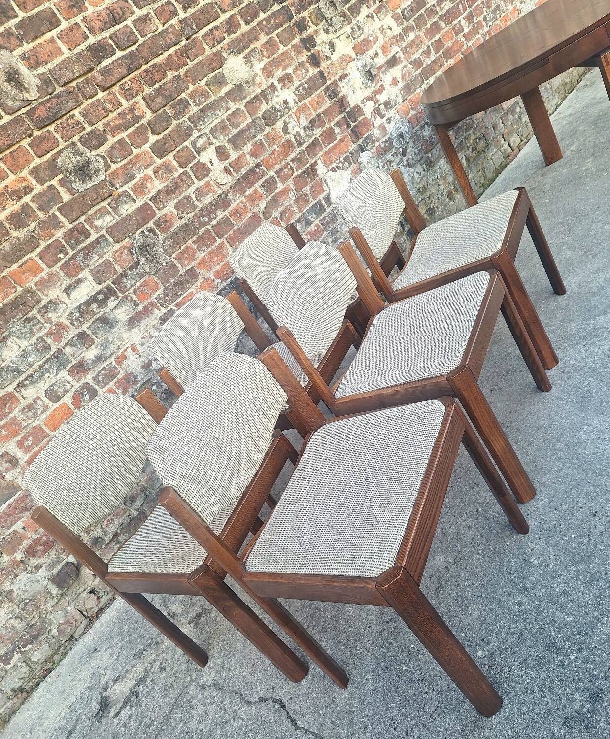 Table et ses 6 chaises vintage en orme, meubles design scandinave