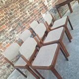 Table and its 6 vintage elm chairs, Scandinavian design furniture