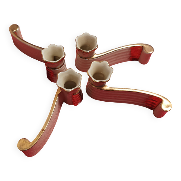 4 porte-couteau en porcelaine, années 50