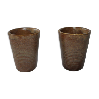 Lot de 2 verres en grès  Gp Digoin