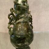 Covered pot richly carved stone jade type Far East China