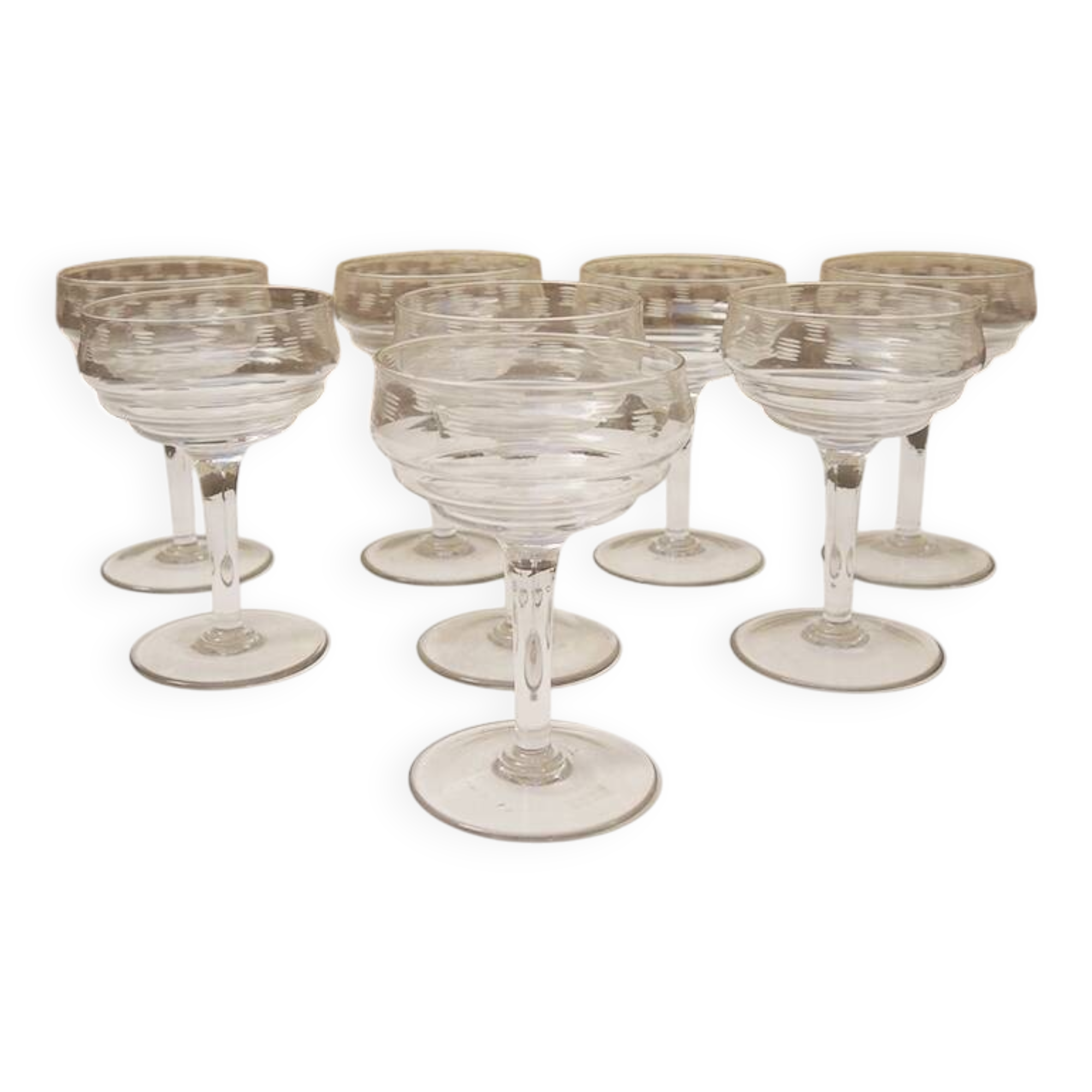8 Antique Art Deco Champagne Glasses