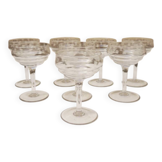 8 Antique Art Deco Champagne Glasses