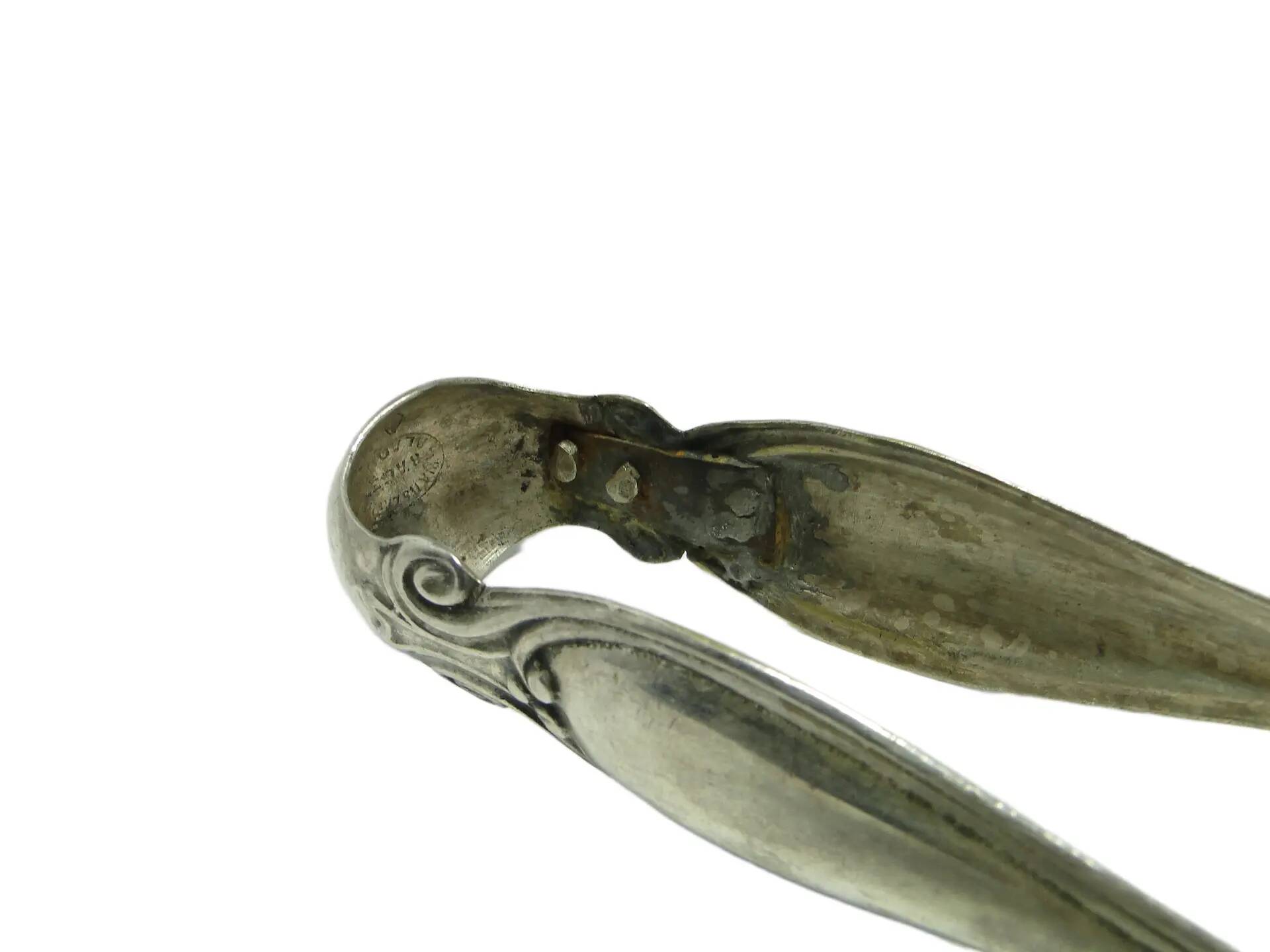 Biedermeier sugar tongs, silver-plated copper, Fraget, Poland, 19th century