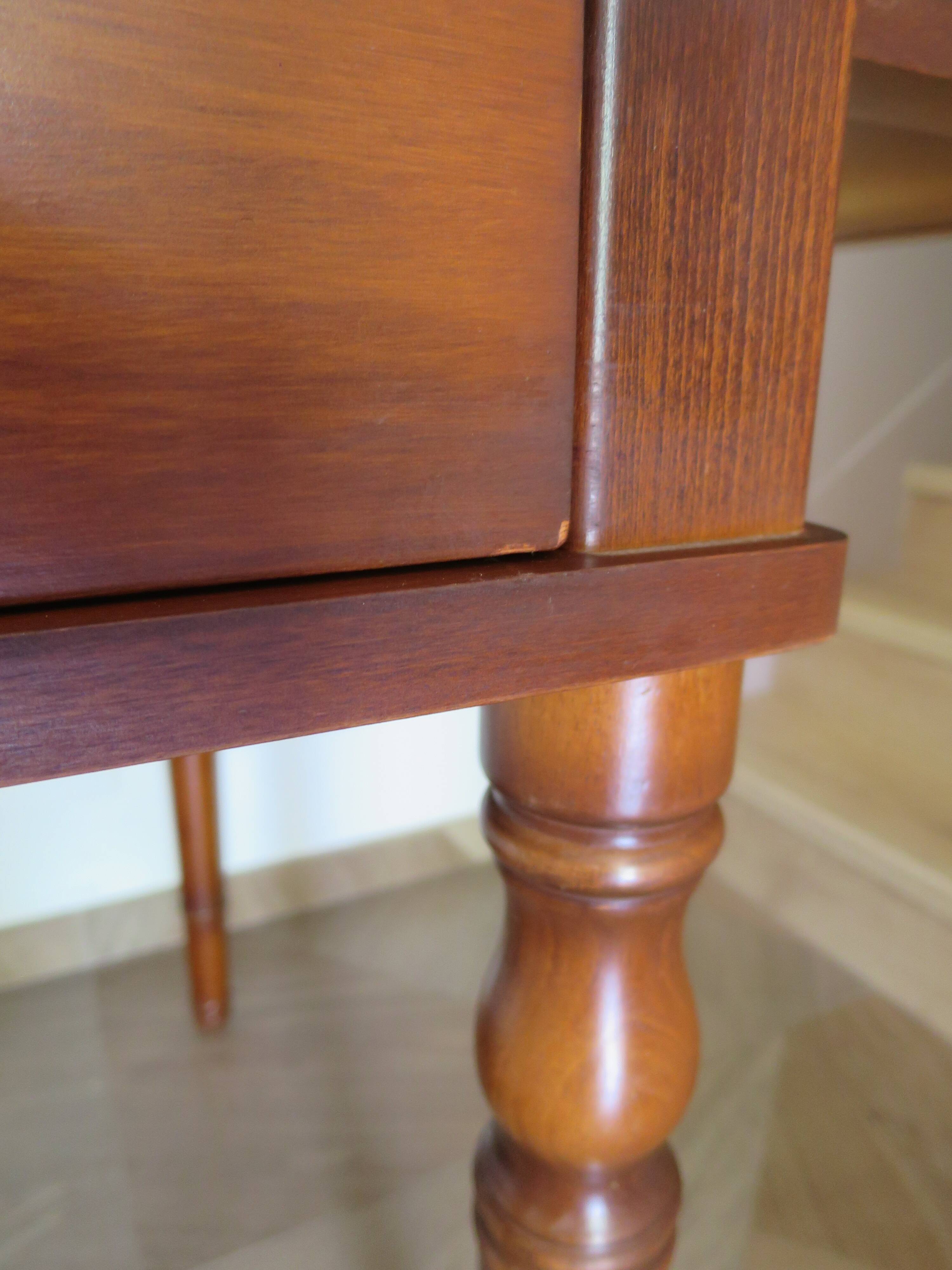 minister's desk - 2 drawers - solid wood - faux leather writing pad - Louis Philippe