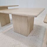 Set of 3 italian travertine coffee or side tables, 1980s
