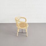 Rattan and cane armchairs, set of 2