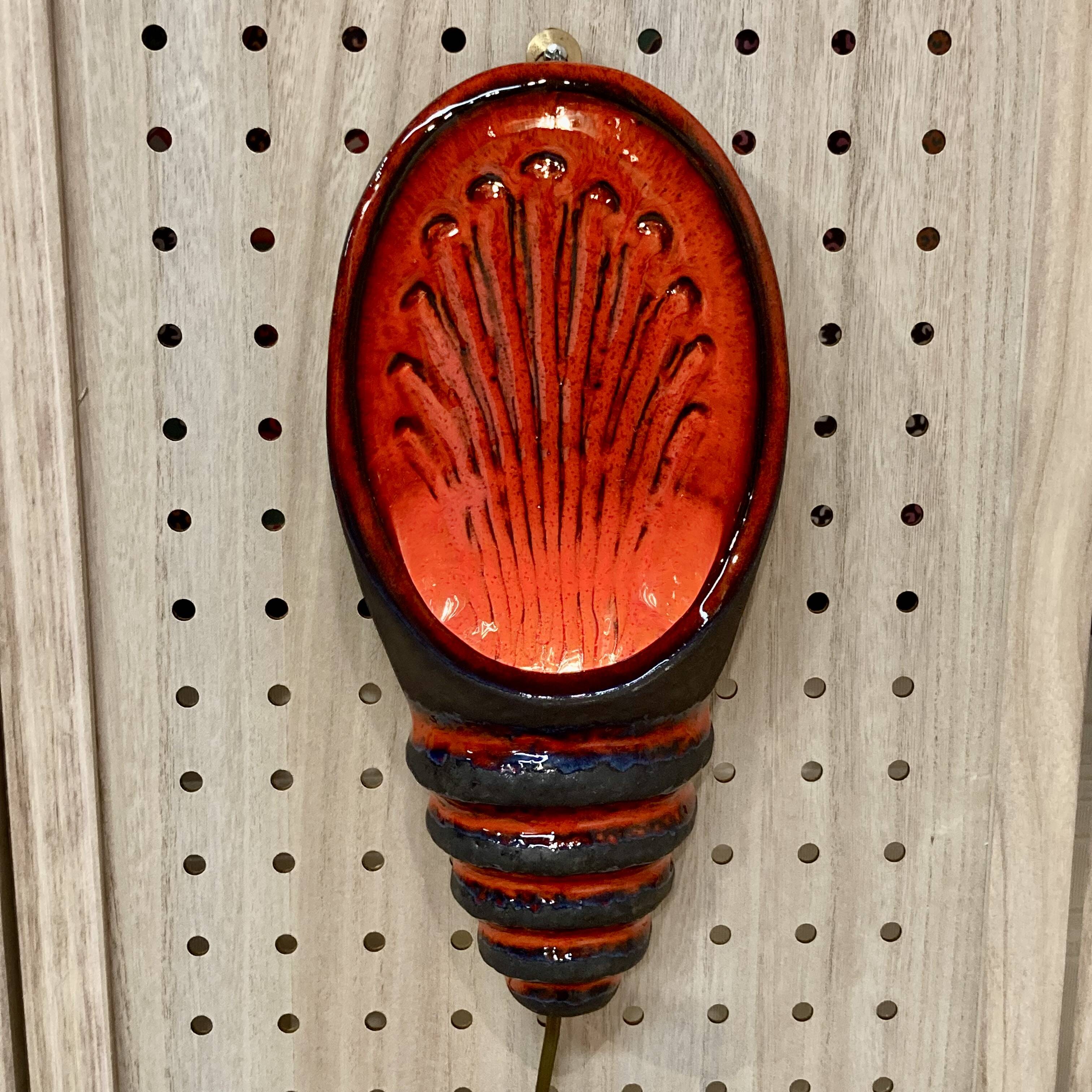 Paire d'appliques terre cuite émaillée design scandinave 1960.
